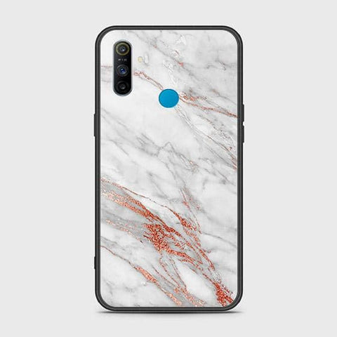 Realme C3 Cover - White Marble Series - HQ Ultra Shine Premium Infinity Glass Soft Silicon Borders Case