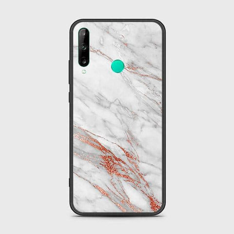 Huawei Y7P Cover - White Marble Series - HQ Ultra Shine Premium Infinity Glass Soft Silicon Borders Case