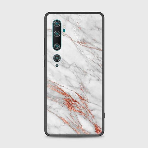 Xiaomi Mi Note 10 Cover - White Marble Series - HQ Ultra Shine Premium Infinity Glass Soft Silicon Borders Case