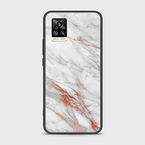 Vivo V20 Cover - White Marble Series - HQ Ultra Shine Premium Infinity Glass Soft Silicon Borders Case