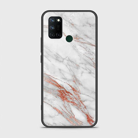 Realme C17 Cover - White Marble Series - HQ Ultra Shine Premium Infinity Glass Soft Silicon Borders Case