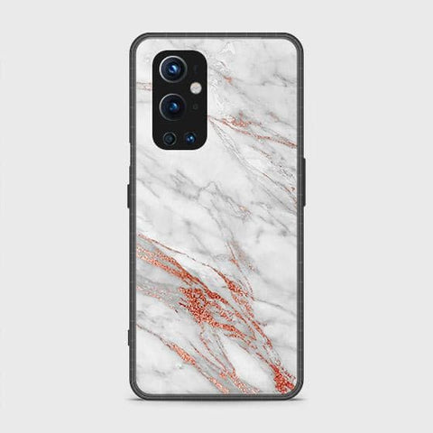 Oneplus 9 Pro Cover - White Marble Series - HQ Ultra Shine Premium Infinity Glass Soft Silicon Borders Case