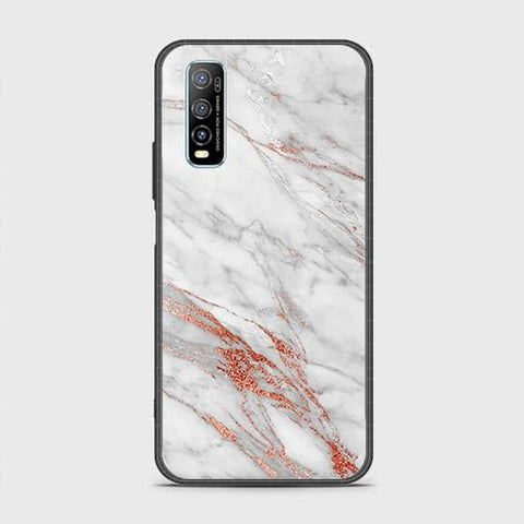 Vivo Y70s Cover - White Marble Series - HQ Ultra Shine Premium Infinity Glass Soft Silicon Borders Case