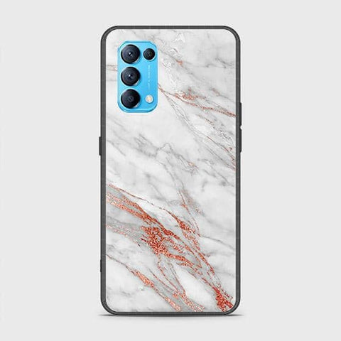 Oppo Reno 5 5G Cover - White Marble Series - HQ Ultra Shine Premium Infinity Glass Soft Silicon Borders Case
