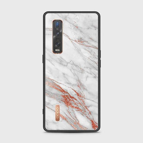 Oppo Find X2 Pro Cover - White Marble Series - HQ Ultra Shine Premium Infinity Glass Soft Silicon Borders Case