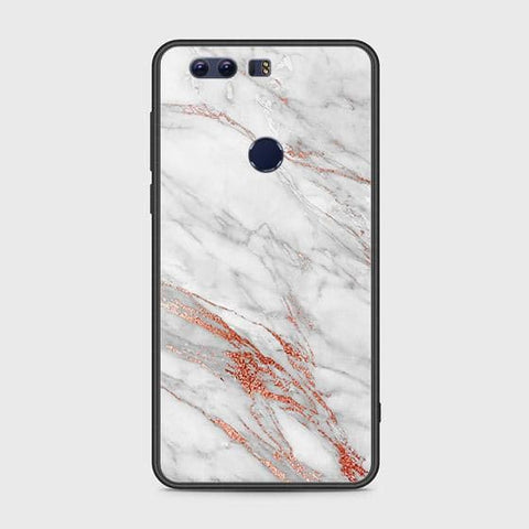 Huawei Honor 8 Cover - White Marble Series - HQ Ultra Shine Premium Infinity Glass Soft Silicon Borders Case