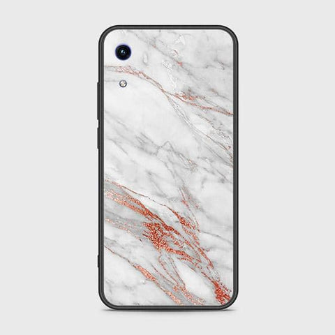 Huawei Honor 8A Cover - White Marble Series - HQ Ultra Shine Premium Infinity Glass Soft Silicon Borders Case