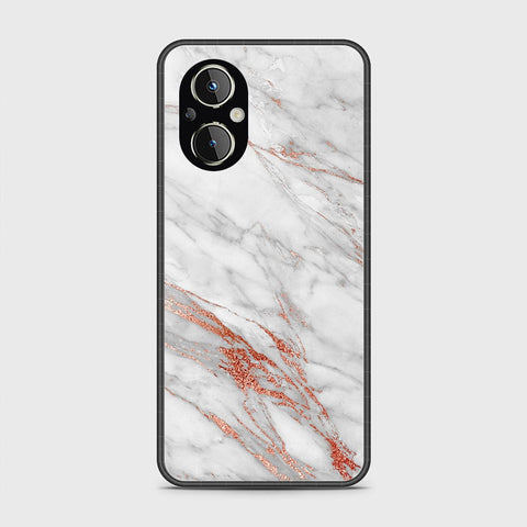 Oppo A96 5G Cover- White Marble Series - HQ Ultra Shine Premium Infinity Glass Soft Silicon Borders Case