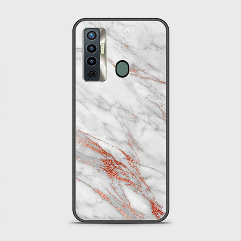 Tecno Camon 17 Cover - White Marble Series - HQ Ultra Shine Premium Infinity Glass Soft Silicon Borders Case