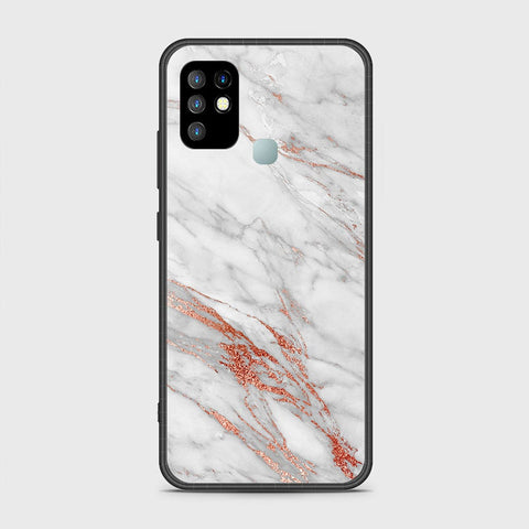 Infinix Hot 10 Cover- White Marble Series - HQ Ultra Shine Premium Infinity Glass Soft Silicon Borders Case