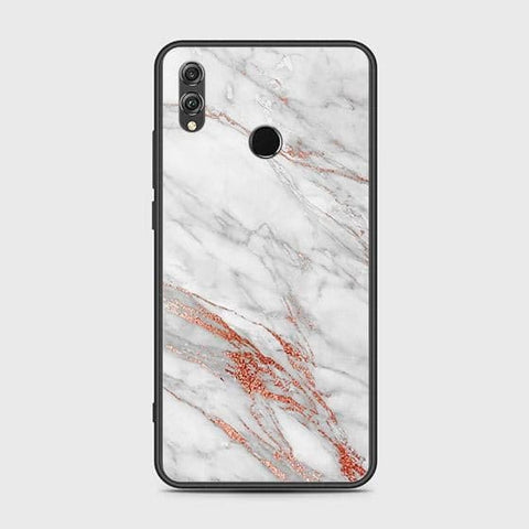 Huawei Honor 8X Cover - White Marble Series - HQ Ultra Shine Premium Infinity Glass Soft Silicon Borders Case