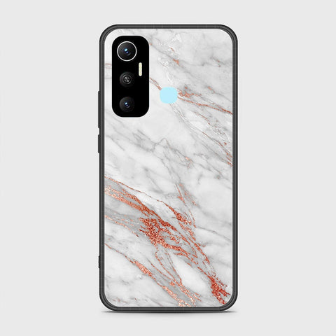 Infinix Hot 11 Cover- White Marble Series - HQ Ultra Shine Premium Infinity Glass Soft Silicon Borders Case