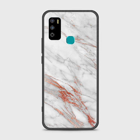 Infinix Hot 9 Play Cover- White Marble Series - HQ Ultra Shine Premium Infinity Glass Soft Silicon Borders Case