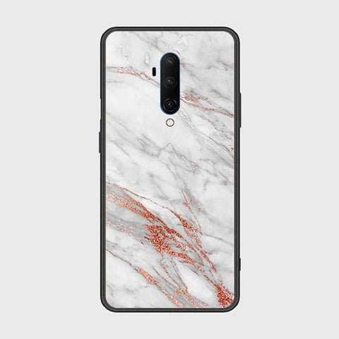 OnePlus 7T Pro Cover - White Marble Series - HQ Ultra Shine Premium Infinity Glass Soft Silicon Borders Case