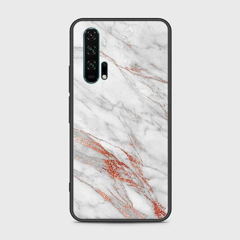 Honor 20 Pro Cover - White Marble Series - HQ Ultra Shine Premium Infinity Glass Soft Silicon Borders Case