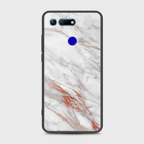 Huawei Honor View 20 Cover - White Marble Series - HQ Ultra Shine Premium Infinity Glass Soft Silicon Borders Case