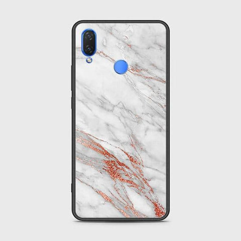 Huawei Y9 2019 Cover - White Marble Series - HQ Ultra Shine Premium Infinity Glass Soft Silicon Borders Case