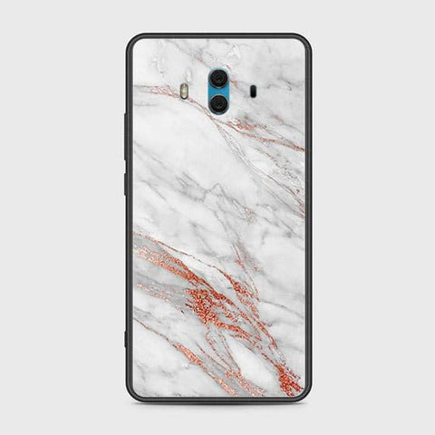 Huawei Mate 10 Cover - White Marble Series - HQ Ultra Shine Premium Infinity Glass Soft Silicon Borders Case