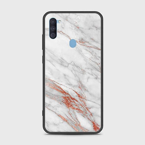 Samsung Galaxy M11 Cover - White Marble Series - HQ Ultra Shine Premium Infinity Glass Soft Silicon Borders Case