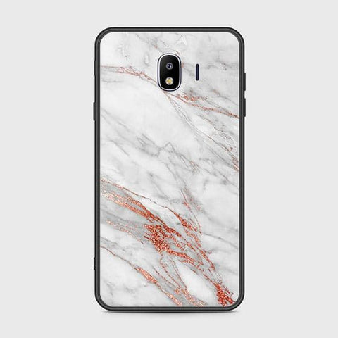 Samsung Galaxy J4 2018 Cover - White Marble Series - HQ Ultra Shine Premium Infinity Glass Soft Silicon Borders Case