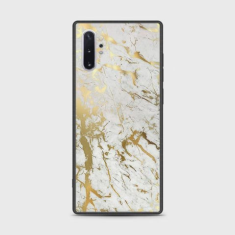Samsung Galaxy Note 10 Plus Cover - White Marble Series - HQ Ultra Shine Premium Infinity Glass Soft Silicon Borders Case