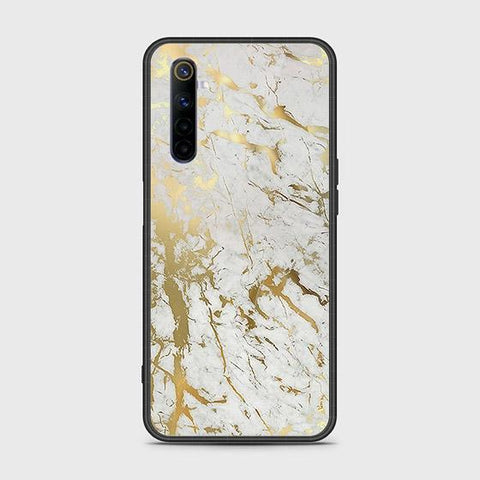 Realme 6 Cover - White Marble Series - HQ Ultra Shine Premium Infinity Glass Soft Silicon Borders Case