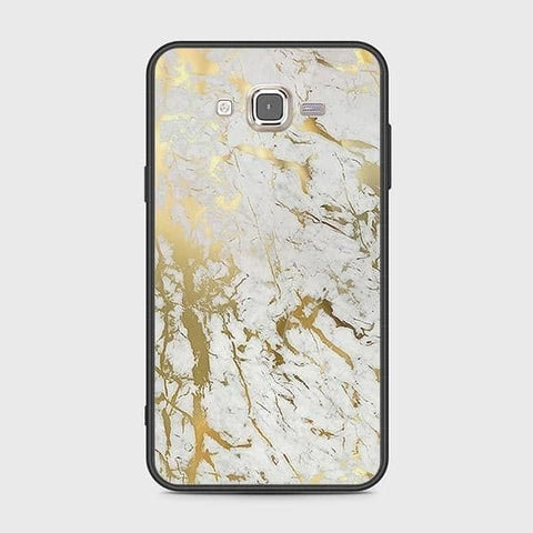 Samsung Galaxy J7 2015 Cover - White Marble Series - HQ Ultra Shine Premium Infinity Glass Soft Silicon Borders Case