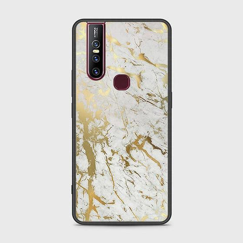 Vivo V15 Cover - White Marble Series - HQ Ultra Shine Premium Infinity Glass Soft Silicon Borders Case