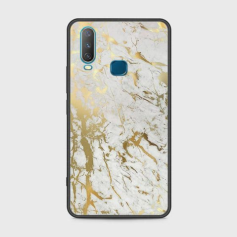 Vivo Y12 Cover - White Marble Series - HQ Ultra Shine Premium Infinity Glass Soft Silicon Borders Case