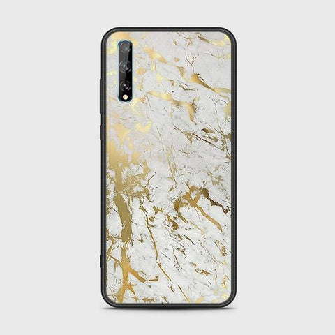 Huawei Y8p Cover - White Marble Series - HQ Ultra Shine Premium Infinity Glass Soft Silicon Borders Case