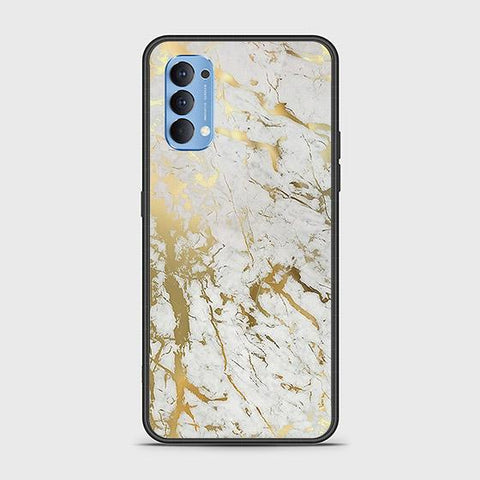 Oppo Reno 4 Cover - White Marble Series - HQ Ultra Shine Premium Infinity Glass Soft Silicon Borders Case