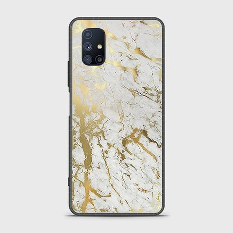 Samsung Galaxy M51 Cover - White Marble Series - HQ Ultra Shine Premium Infinity Glass Soft Silicon Borders Case