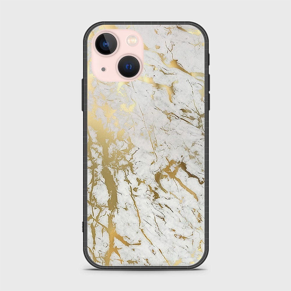 iPhone 14 Plus Cover- White Marble Series - HQ Ultra Shine Premium Infinity Glass Soft Silicon Borders Case (Fast Delivery) (H)