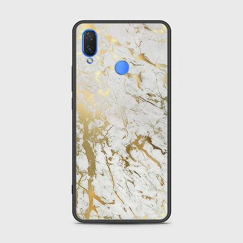 Huawei Y9 2019 Cover - White Marble Series - HQ Ultra Shine Premium Infinity Glass Soft Silicon Borders Case