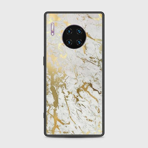 Huawei Mate 30 Pro Cover - White Marble Series - HQ Ultra Shine Premium Infinity Glass Soft Silicon Borders Case