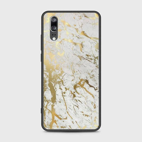 Huawei P20 Cover - White Marble Series - HQ Ultra Shine Premium Infinity Glass Soft Silicon Borders Case