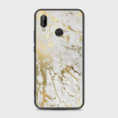 Huawei P20 Lite 2019 Cover - White Marble Series - HQ Ultra Shine Premium Infinity Glass Soft Silicon Borders Case