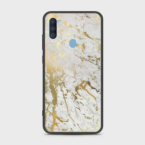 Samsung Galaxy M11 Cover - White Marble Series - HQ Ultra Shine Premium Infinity Glass Soft Silicon Borders Case