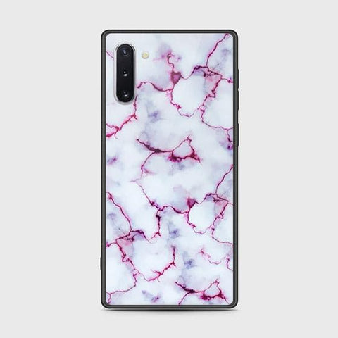 Samsung Galaxy Note 10 Cover - White Marble Series - HQ Ultra Shine Premium Infinity Glass Soft Silicon Borders Case