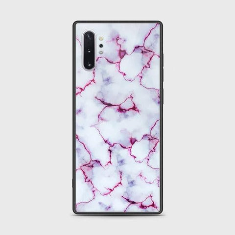 Samsung Galaxy Note 10 Plus Cover - White Marble Series - HQ Ultra Shine Premium Infinity Glass Soft Silicon Borders Case