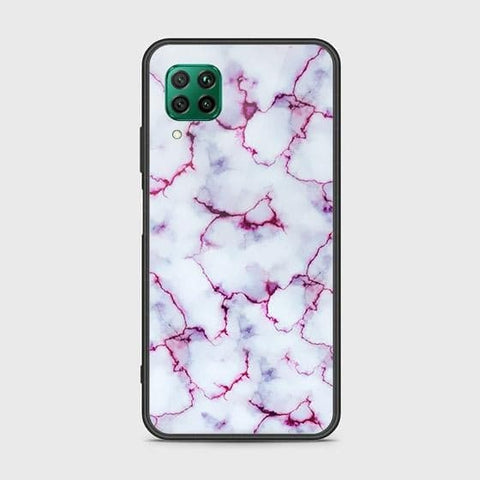 Huawei P40 Lite Cover - White Marble Series - HQ Ultra Shine Premium Infinity Glass Soft Silicon Borders Case