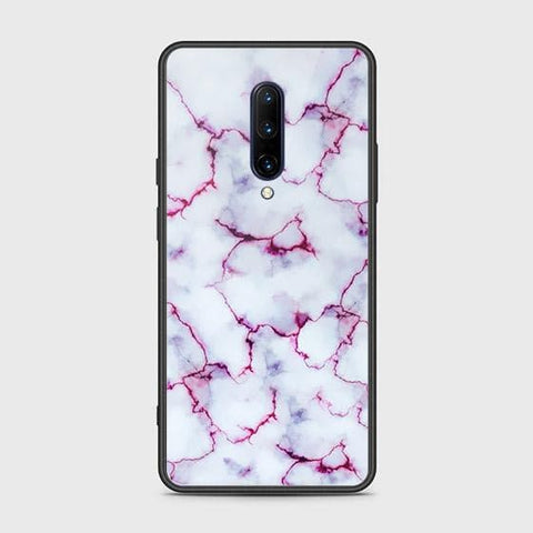 OnePlus 7 Pro Cover - White Marble Series - HQ Ultra Shine Premium Infinity Glass Soft Silicon Borders Case