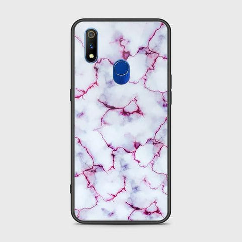 Realme 3 Pro Cover - White Marble Series - HQ Ultra Shine Premium Infinity Glass Soft Silicon Borders Case