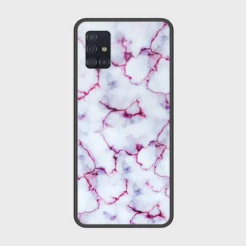 Samsung Galaxy A51 Cover - White Marble Series - HQ Ultra Shine Premium Infinity Glass Soft Silicon Borders Case
