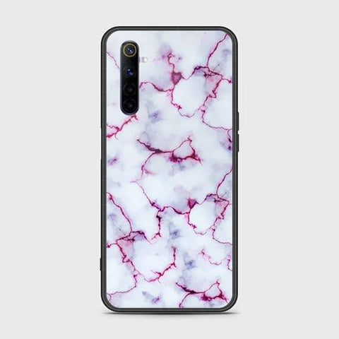 Realme 6 Cover - White Marble Series - HQ Ultra Shine Premium Infinity Glass Soft Silicon Borders Case