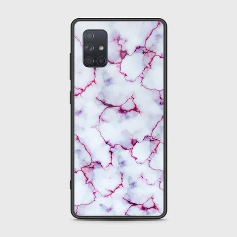 Samsung Galaxy A71 Cover - White Marble Series - HQ Ultra Shine Premium Infinity Glass Soft Silicon Borders Case