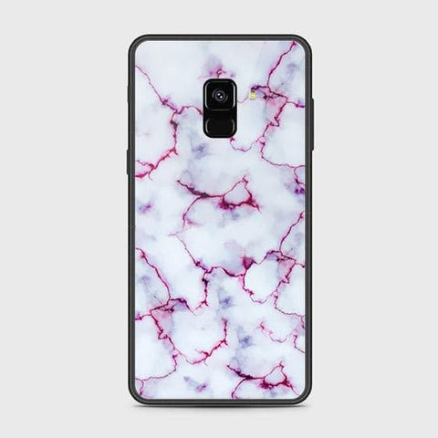 Samsung Galaxy A8 2018 Cover - White Marble Series - HQ Ultra Shine Premium Infinity Glass Soft Silicon Borders Case