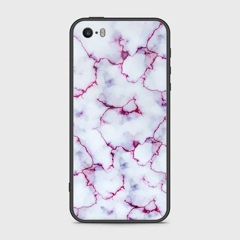 iPhone SE Cover - White Marble Series - HQ Ultra Shine Premium Infinity Glass Soft Silicon Borders Case