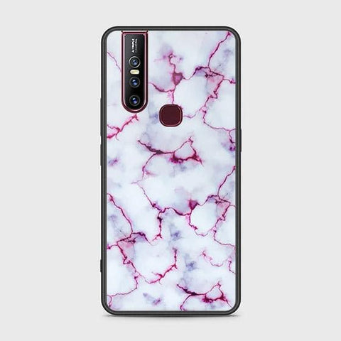 Vivo V15 Cover - White Marble Series - HQ Ultra Shine Premium Infinity Glass Soft Silicon Borders Case