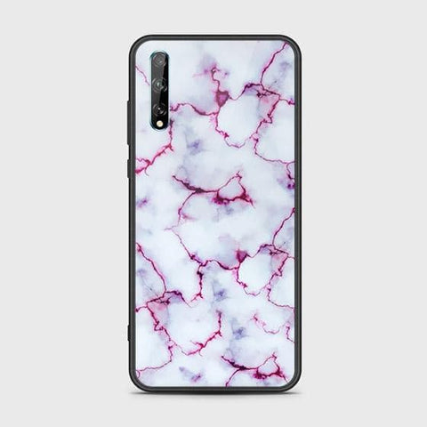 Huawei Y8p Cover - White Marble Series - HQ Ultra Shine Premium Infinity Glass Soft Silicon Borders Case